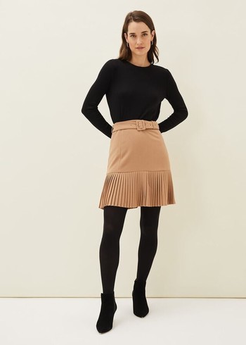 Phase Eight Annabel Pleated Skirts Brown USA | 1306489-AU